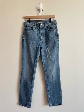 Madewell The High-Rise Slim Boyjean Straight-Leg Jeans in Medium Blue Wash 27